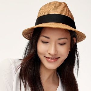 Talula Straw Fedora Hat with Black Ribbon